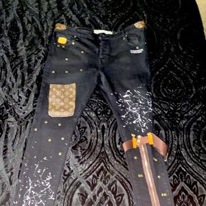 One-of-a-kind custom made jeans off white Louis Vuitton